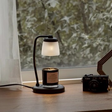 【HOOOME】香氛蠟燭暖燈 直角玻璃款  黑色(內附2顆燈泡 蠟燭燈 融蠟燈)  現貨  生日禮物 交換禮物  送禮首選