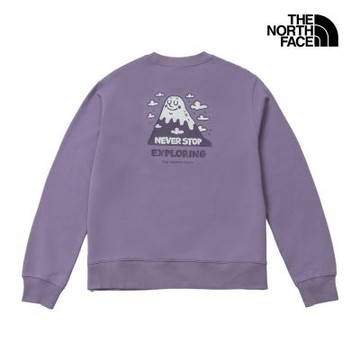【The North Face 官方旗艦】北面女款紫色背面印花長袖大學T｜8JM4NNK