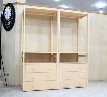 歐風別館幸運草洗白色5.3尺開放式實木衣櫃二基隆至台中免運費