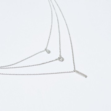 三層光芒鋯石項鍊 (銀色)