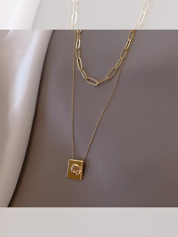 C字母吊牌項鏈年新款潮女時尚雙層鎖骨鏈網紅秋冬長款毛衣鏈