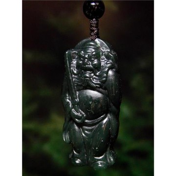 墨玉石鐘馗護身平安手機鏈吊墜復古風短款男女u盤掛繩鑰匙鏈包掛