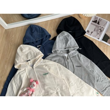 【MasCool】 Covernat 外套 刺繡 連帽外套 棉外套 雙拉鍊 韓國代購 寬鬆 落肩