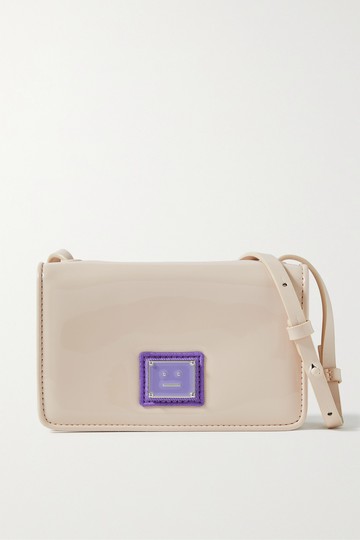 Acne Studios - Appliquéd Faux Patent-leather Shoulder Bag - Beige - one size