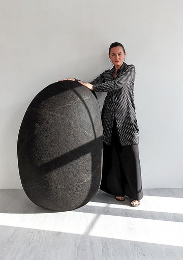 羊毛石坐墊凳，地墊 - 熔岩模型