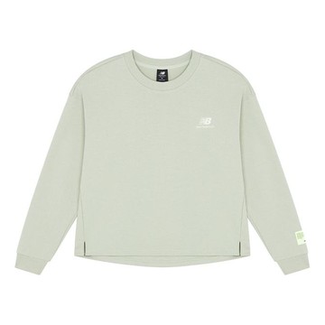 (WMNS) New Balance Embroidered Logo Knit Round Neck Long Sleeves Light Green T-Shirt