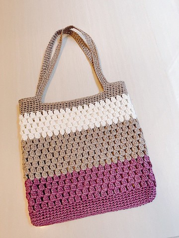 日系莫蘭迪和色拉菲草拼色編織袋