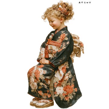 【12月新品4】07-114-0094 人物貼紙 和服復古