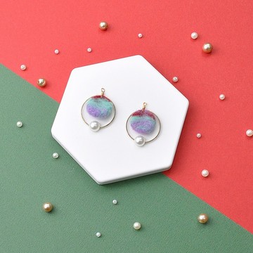 混色風格羊毛氈耳環/耳夾