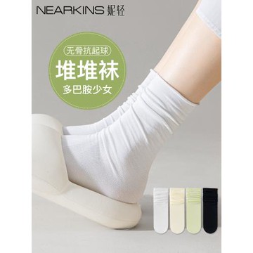 冰冰襪子夏季薄款女堆堆襪涼感配小皮鞋新款無骨中筒襪冰絲襪夏天