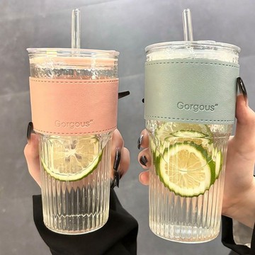 超可愛水杯✨ 水杯 辦公水杯  600ml  慵懶動物咖啡杯 水杯 玻璃咖啡杯 透明咖啡杯 透明杯 玻璃杯 環保杯