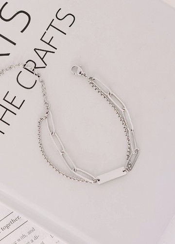 鈦鋼雙層銀色手鍊