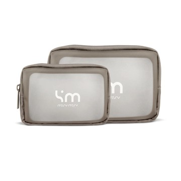 透明雙層盥洗3C收納包 - M 杏色