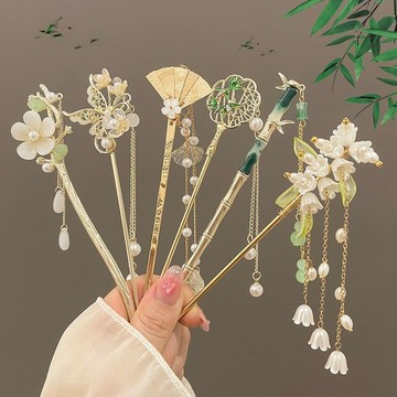 ⭐臺灣出貨🚀免運⭐古風發簪簪子女新中式2024新款髮釵子簡約現代高級感盤發漢服頭飾