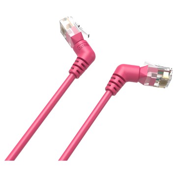 VEnTIOn 威迅 IBO系列 CAT6A 超六類雙彎頭可旋轉纖細高速網路線 傳輸速率達10Gbps 傳輸頻寬500MHz  粉色  1條  1m
