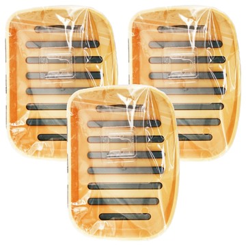 雙層瀝水香皂架附掛勾 加厚PP材質 無痕免鑽孔 加大皂盤設計  橘色  3個