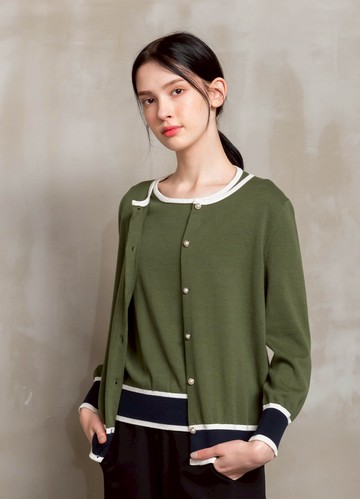 簡約現代撞色針織外套