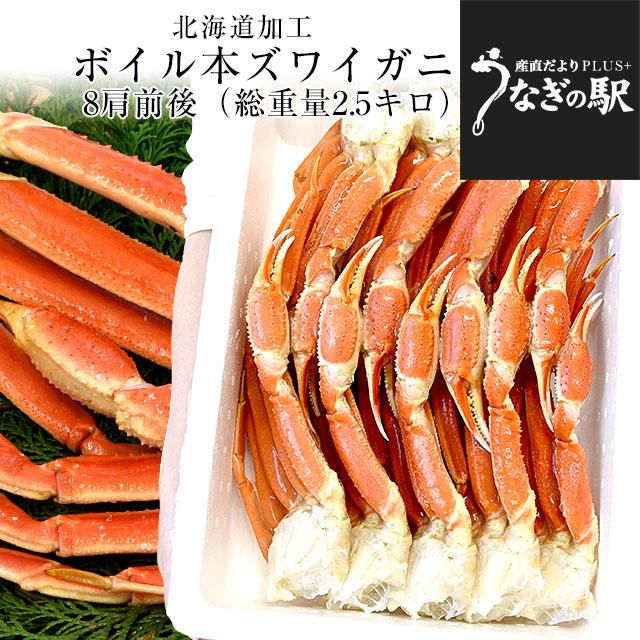 北海道より直送 北海道加工 「ボイル本ズワイガニ」 総重量2.5キロ(8肩前後) 2Lサイズ以上 送料無料　カニ ズワイ ズワイガニ ズワイ蟹 かに カニ脚 ギフト