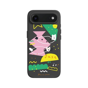 iPhone Air SolidX 黑 - MacaronToe 馬卡龍腳趾 - 麻糬貓與綠怪獸 Ｍochi & Green