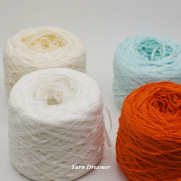 小扁帶子線鉤針毛線編織 白色網狀紗線粗毛線橘色 米杏色庫存毛線出清 特殊毛線批發