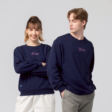 moz瑞典 毛巾繡 駝鹿洞洞鞋旅行 100%純棉 大學T-深藍(亞洲版) 男女共款