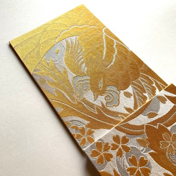 『飛舞鳳櫻』 B5 對開御朱印帳 對開御朱印帳 金襴織物御朱印帳 鳳凰 櫻花 和平 繁榮 生命 和諧 金襴布料 桐生織物