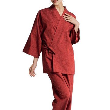 日藝堂 日本製赤紅作務衣居家服套裝
