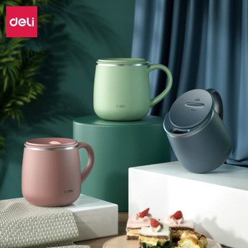 得力馬克杯帶蓋杯子女辦公室水杯創意泡茶保溫杯男咖啡杯情侶杯子