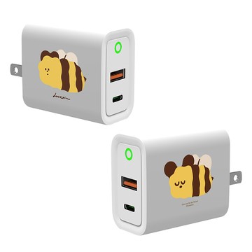【插畫家聯名】Lunexin無耳貓鼠蜜蜂USB3.0+PD20W雙孔充電器