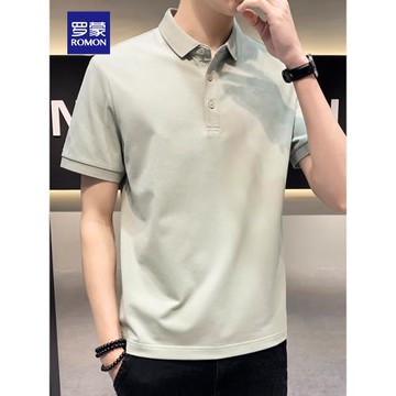 (免運)羅蒙男士冰絲短袖Polo衫夏季薄款商務休閑帶翻領T恤青年男裝上衣