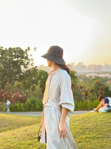 米灰長長襯衫洋裝