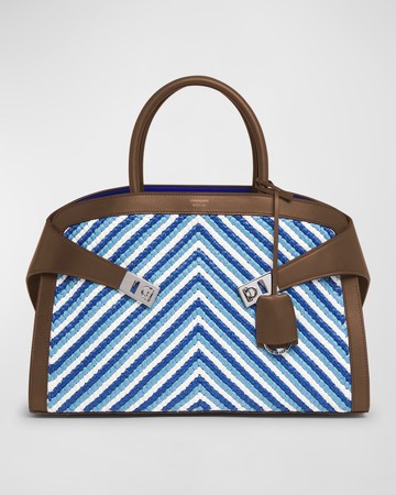 Large Hug Gancini Chevron Top-Handle Bag