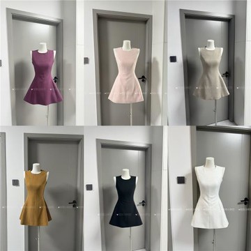 (免運)軟軟小阿巴～2.0薄款·古早棕色吊帶裙高干文連衣裙·西裝面料