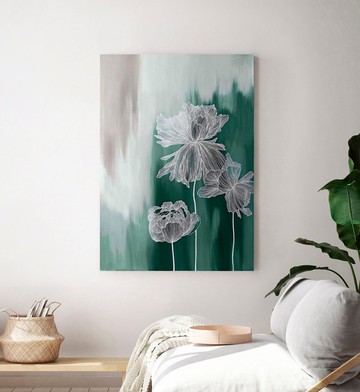 抽象花灰綠色 | 牆面裝飾灰綠色 | 翡翠厚度 3