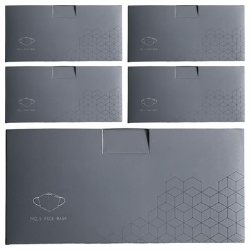 HAOFA 氣密型高階PM2.5防護口罩 M  霧黑色  5盒  30片