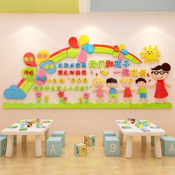 幼兒園教室裝飾環創主題墻亞克力墻貼材料墻面貼畫班級文化墻早教