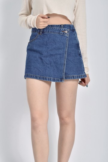 加購優惠(S) gu高腰丹寧牛仔棉質褲裙藍色短褲