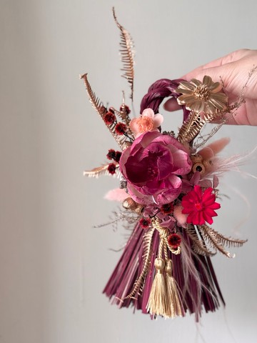 注連繩 桃金紅色 新年掛飾 過年掛飾 新年佈置 新年花禮 祈福掛飾