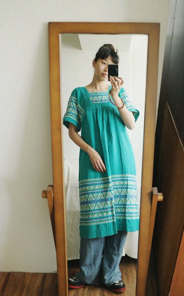 Vintage 瓜地馬拉手織布手工刺繡長版上衣