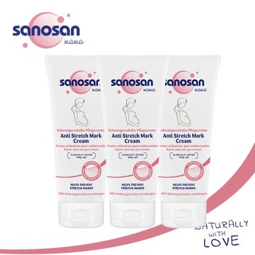 德國sanosan珊諾-S孕女神膠原彈力抗紋霜200ml*3