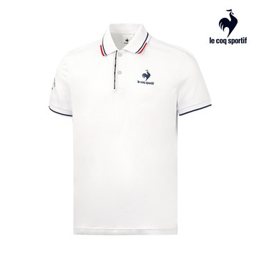 【LE COQ SPORTIF 法國公雞】男款白色休閒經典短袖POLO衫LWT21344