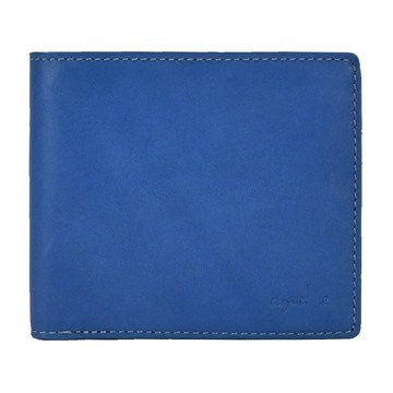 agnes b. LOGO壓印對開短夾-藍 _廠商直送