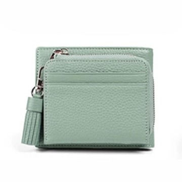 日本 LIZDAYS - 真皮輕薄多功能收納釦式短夾-薄荷藍綠 (11.5x9.5cm)
