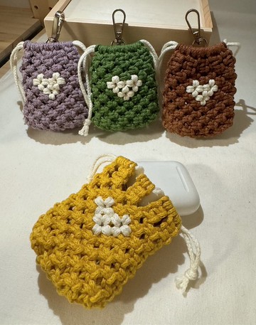 愛心編織耳機保護套/束口袋