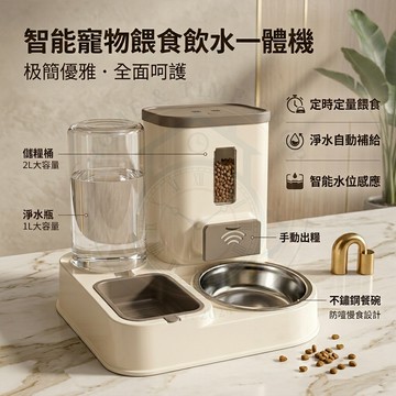 【🔥台灣出貨】✨2026寵物自動餵食飲水二合一 自動補水貓碗 狗碗 飲水食盆一體機 懸浮擋板不濕下巴 貓咪狗狗通用