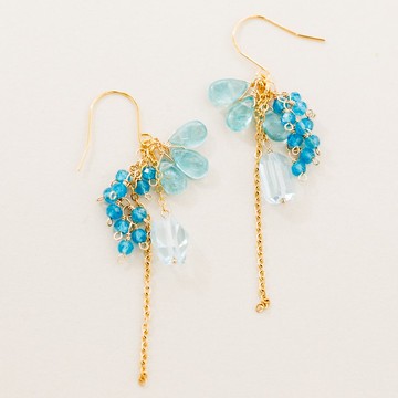 天空藍黃玉 磷灰石 霓虹磷灰石 耳環 耳夾 耳圈墜飾