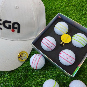 【MEGA GOLF】高爾夫球(三軸瞄準線) 帽夾 4顆入 精裝組 交換禮物