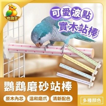 【鳥國王】鸚鵡磨砂站棒 磨甲站棒 鳥磨砂站棍 鸚鵡磨爪棒 鳥用磨砂站杆 點點圖案站棒 磨砂木製站棍 鳥籠配件 鳥用品