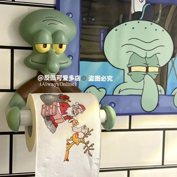 ✨可開發票#反派可愛多章魚哥衛生間紙巾架捲紙器毛巾架ins創意卡通收納裝飾