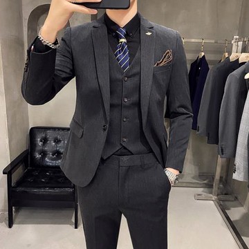 西蒙西裝男套裝商務正裝修身韓版潮流結婚新郎禮服純色英倫